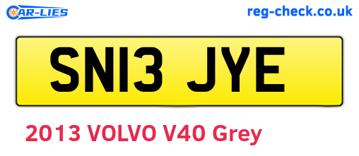 SN13JYE are the vehicle registration plates.