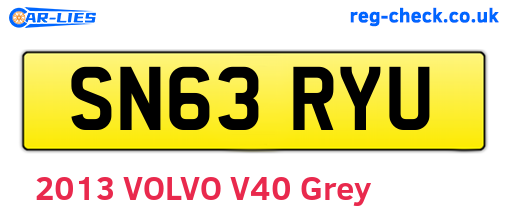 SN63RYU are the vehicle registration plates.