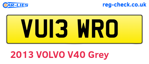VU13WRO are the vehicle registration plates.