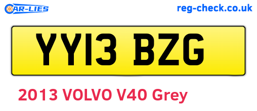 YY13BZG are the vehicle registration plates.