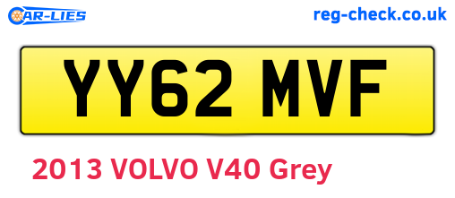 YY62MVF are the vehicle registration plates.