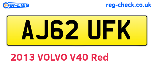 AJ62UFK are the vehicle registration plates.
