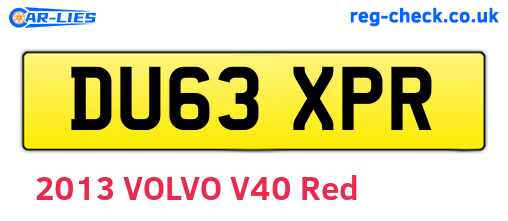 DU63XPR are the vehicle registration plates.