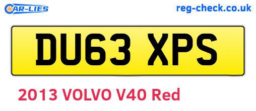 DU63XPS are the vehicle registration plates.