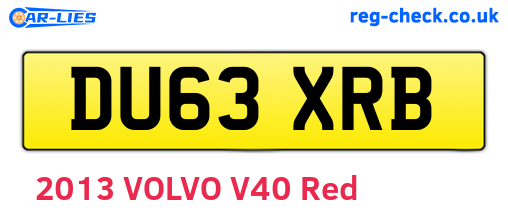 DU63XRB are the vehicle registration plates.