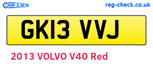 GK13VVJ are the vehicle registration plates.