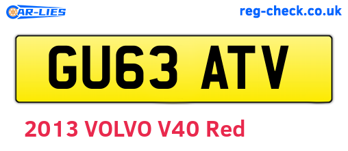 GU63ATV are the vehicle registration plates.