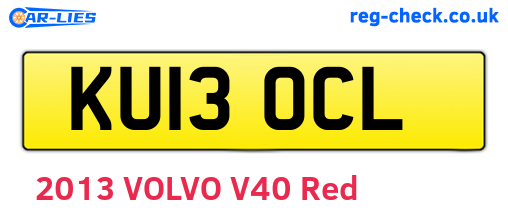 KU13OCL are the vehicle registration plates.