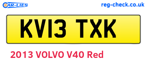 KV13TXK are the vehicle registration plates.