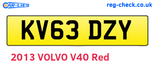 KV63DZY are the vehicle registration plates.
