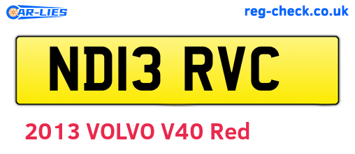 ND13RVC are the vehicle registration plates.