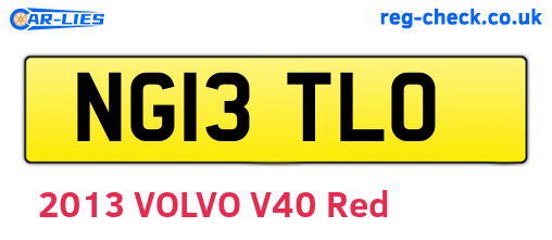 NG13TLO are the vehicle registration plates.