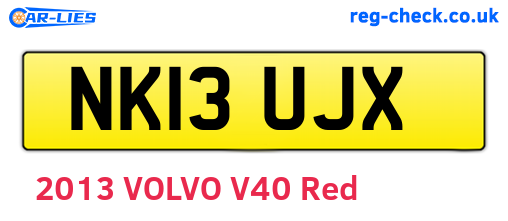 NK13UJX are the vehicle registration plates.