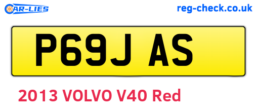 P69JAS are the vehicle registration plates.