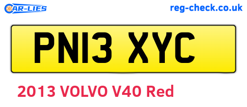 PN13XYC are the vehicle registration plates.
