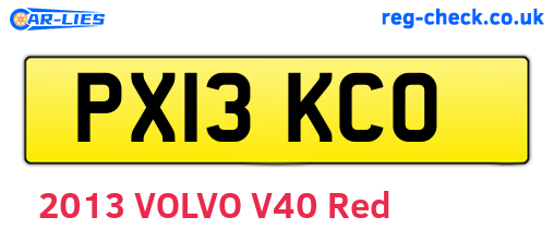 PX13KCO are the vehicle registration plates.