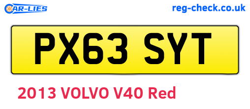 PX63SYT are the vehicle registration plates.