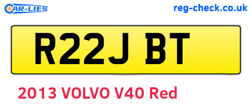 R22JBT are the vehicle registration plates.