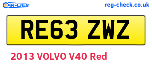 RE63ZWZ are the vehicle registration plates.