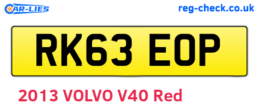 RK63EOP are the vehicle registration plates.