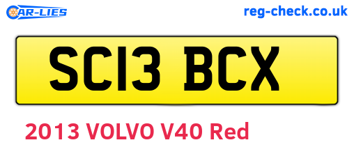 SC13BCX are the vehicle registration plates.