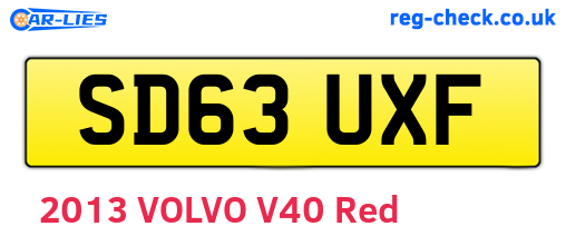 SD63UXF are the vehicle registration plates.