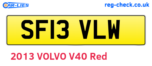 SF13VLW are the vehicle registration plates.