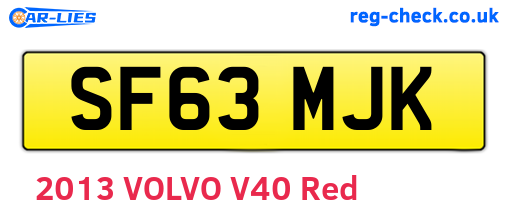 SF63MJK are the vehicle registration plates.