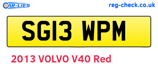 SG13WPM are the vehicle registration plates.