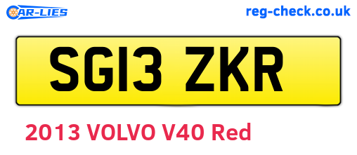 SG13ZKR are the vehicle registration plates.