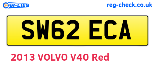 SW62ECA are the vehicle registration plates.