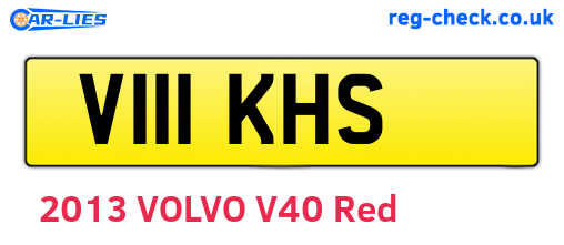 V111KHS are the vehicle registration plates.