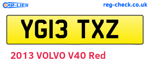 YG13TXZ are the vehicle registration plates.