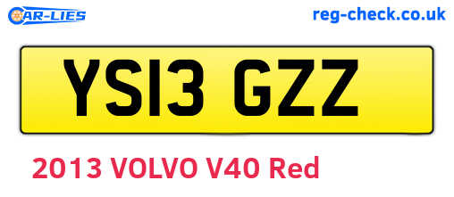 YS13GZZ are the vehicle registration plates.