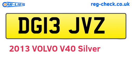 DG13JVZ are the vehicle registration plates.