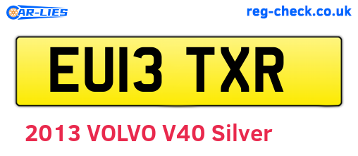 EU13TXR are the vehicle registration plates.