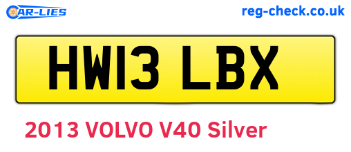 HW13LBX are the vehicle registration plates.