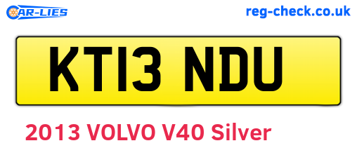 KT13NDU are the vehicle registration plates.