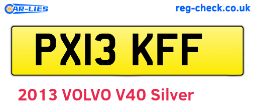 PX13KFF are the vehicle registration plates.