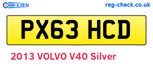 PX63HCD are the vehicle registration plates.