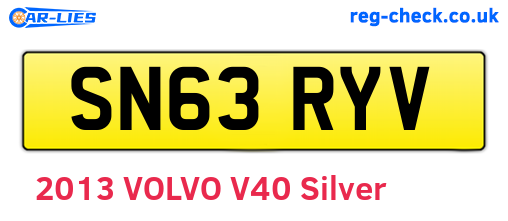 SN63RYV are the vehicle registration plates.