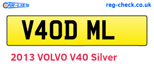 V40DML are the vehicle registration plates.