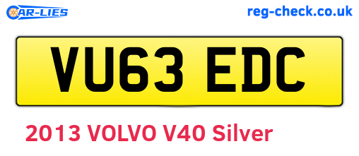 VU63EDC are the vehicle registration plates.