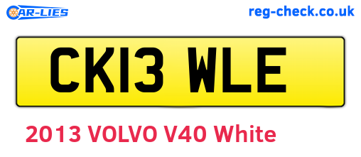 CK13WLE are the vehicle registration plates.