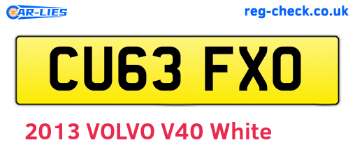 CU63FXO are the vehicle registration plates.