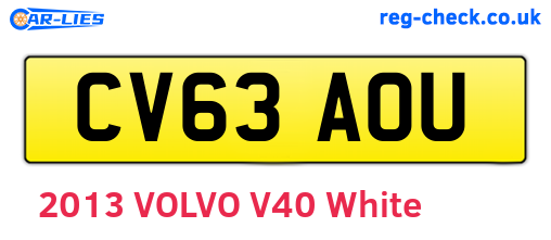 CV63AOU are the vehicle registration plates.