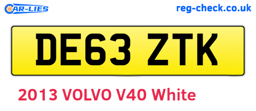 DE63ZTK are the vehicle registration plates.