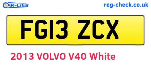 FG13ZCX are the vehicle registration plates.