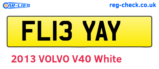 FL13YAY are the vehicle registration plates.