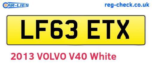 LF63ETX are the vehicle registration plates.
